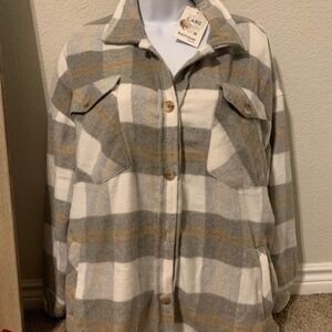 Kensie Women's Utility Jacket - Cream, Gray, and orange